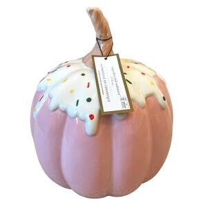 Frosted Sprinkle PINK Cupcake Ceramic Halloween Pumpkin 9.5" TikTok Viral NEW